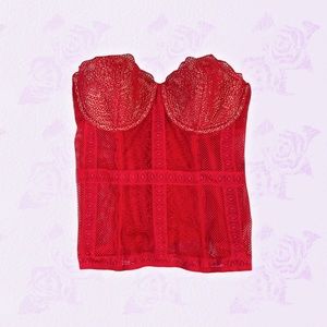 🌹 SOLD | Victoria’s Secret | Bright Cherry Red Corset Bustier Top